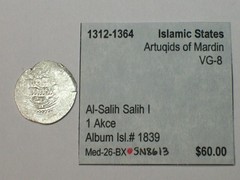 1312-1364 Islamic States – Artuqids of Mardin 1 Akce Album Isl.# 1839 SN8613