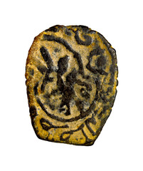 Islamic Mamluk Fals Lion Passant Crescent Star Reverse Genuine Authentic Coin