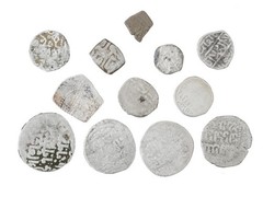Set of 12 ancient Islamic Mamluk period silver coins, 21.2 g (1250-1517 AD)