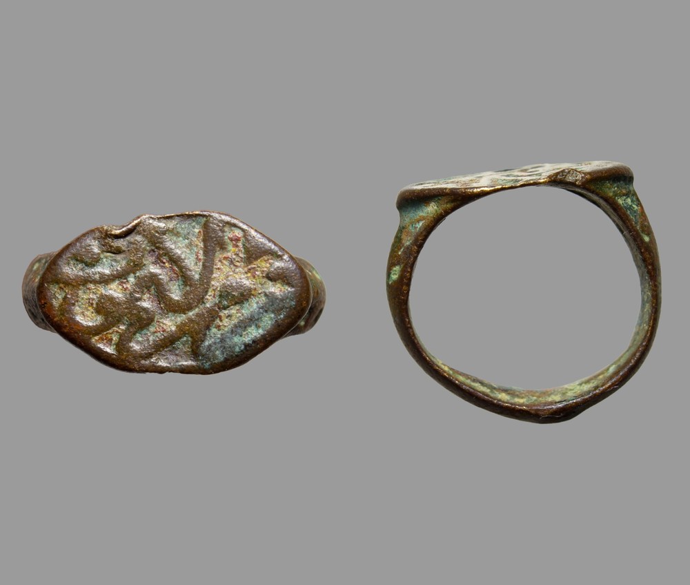 Islamic Mamluk Bronze Pilgrim Ring Calligraphic Seal 1300AD Authentic Antiquity