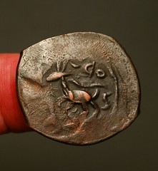 IS12-36 Amir of Qunduz, 907AH, Copper 2 Dinars, deer