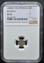 BAYEZIT II, AH 886-918, OTTOMAN AKCE, NGC.—430—