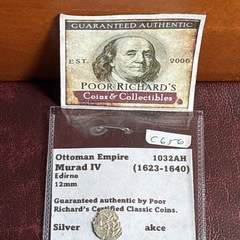 Ottoman Empire. Murad IV (1623-1640) Edirne 12mm Silver Akce C656
