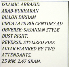 ISLAMIC, ABBASID. ARAB-BUKHARAN. BILLON DIRHAM, CIRCA LATE 8th CENTURY AD.