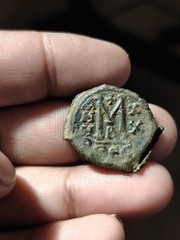 Umayyad Bronze Fals Islamic Byzantine Period Three Standing Caliphs Coin