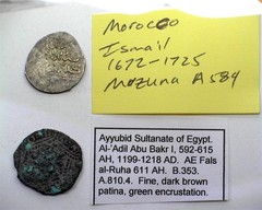 2x Medieval Islamic AE Fals Morocco Ismail (1672–1725)& Ayyubid Egypt(1199–1218)
