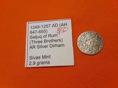 Scarce Islamic Seljuq of Rum Three Brothers AR Silver Dirham Coin