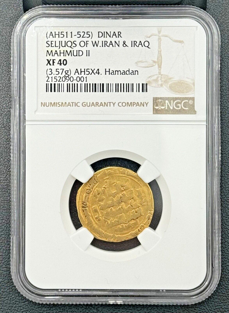 AH511-525 SELJUQS OF IRAQ MAHMUD II GOLD DINAR NGC XF 40, AH5X4 HAMADAN
