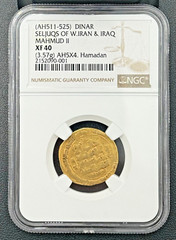 AH511-525 SELJUQS OF IRAQ MAHMUD II GOLD DINAR NGC XF 40, AH5X4 HAMADAN