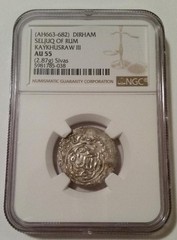 Seljuq of Rum Kaykhusraw III (AH663-682) c 1265-84 AD Silver Dirham AU55 NGC
