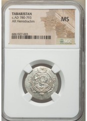 Tabaristan Ahura Mazda AR Hemidrachm AD 780 NGC MS Sparkling Gem !