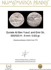 Quirate Ali Ben Yusuf, and Emir Sir, 500/533 H – 9 mm / 0,63 gr.