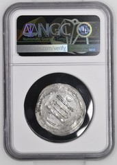 AH295-320 ABBASID AL-MUQTADIR DIRHAM AH302. Sijistan NGC AU DETAILS BENT SILVER