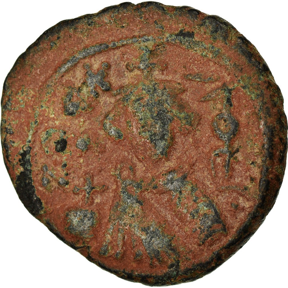 [#873372] Coin, Arab-Byzantine, Fals, 685-692, Hims (Emesa), VF(30-35), Bronze