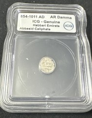 26-181 ICG Habbari Emirate Silver Damma Coin (AD 854-1011) – ICG Genuine