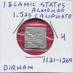 ISLAMIC STATES,ALMOHAD CALIPHATE 1 SQUARE DIRHAM (1121-1269 CE)ARABIC SCRIPT,LE