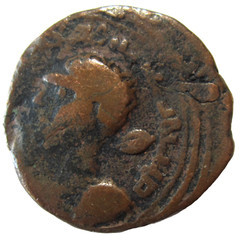 ISLAMIC. ZANGIDS OF SINJAR. BRONZE DIRHAM. QUTB AL-DIN MUHAMMAD, 1197-1219 AD.