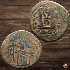 BEAUTIFUL 🏺Arab Byzantine Follis 🏺 DAMASCUS Umayyad Fals coin @m754