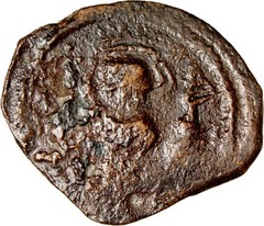 Arab-Byzantine Fals Muawiya Pseudo-Damascus Star M Type Authentic Ancient Coin