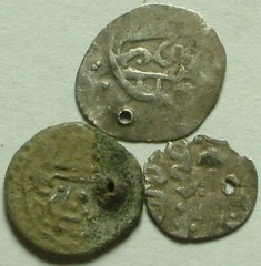 Lot of 3 Rare Original Ottoman Empire Turkey Silver akce pendant Coins AKCHE 15C