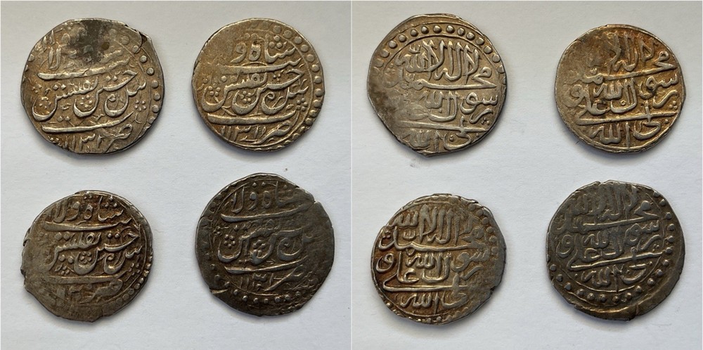 SAFAVID GEORGIA: LOT Of 4 Silver AR Abbasi 1131/0 Sultan Husayn I mint Tiflis
