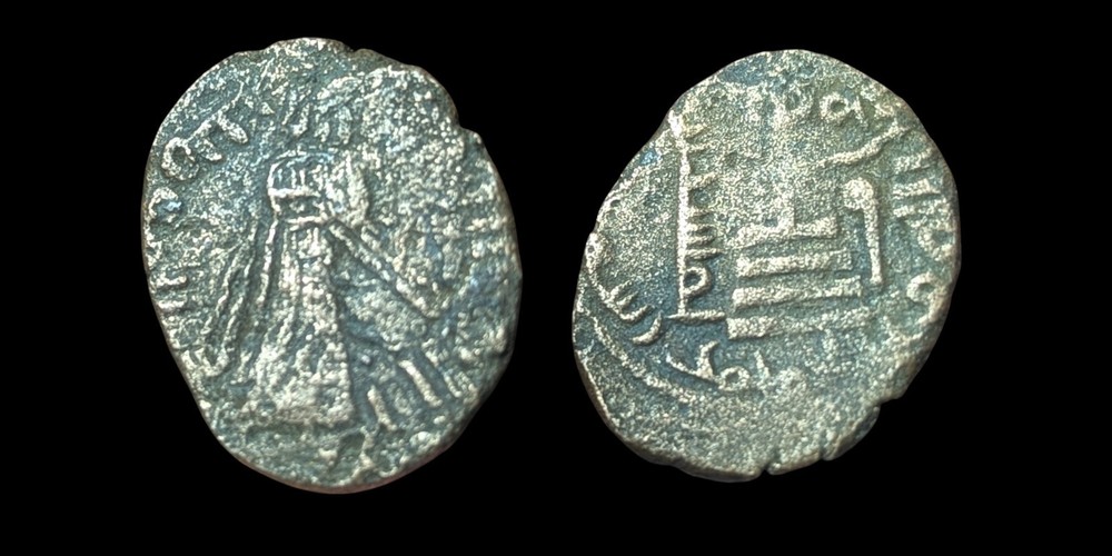 Arab Byzantine Umayyad Mu’awiya Standing Caliphate With KALIMA Islamic Coin