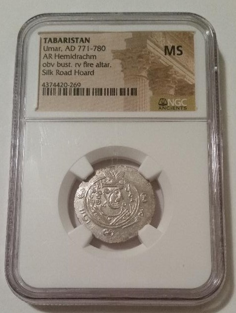 NGC Tabaristan Umar AD 771-780 AR Hemidrachm MS (Mint State) Silk Road Hoard