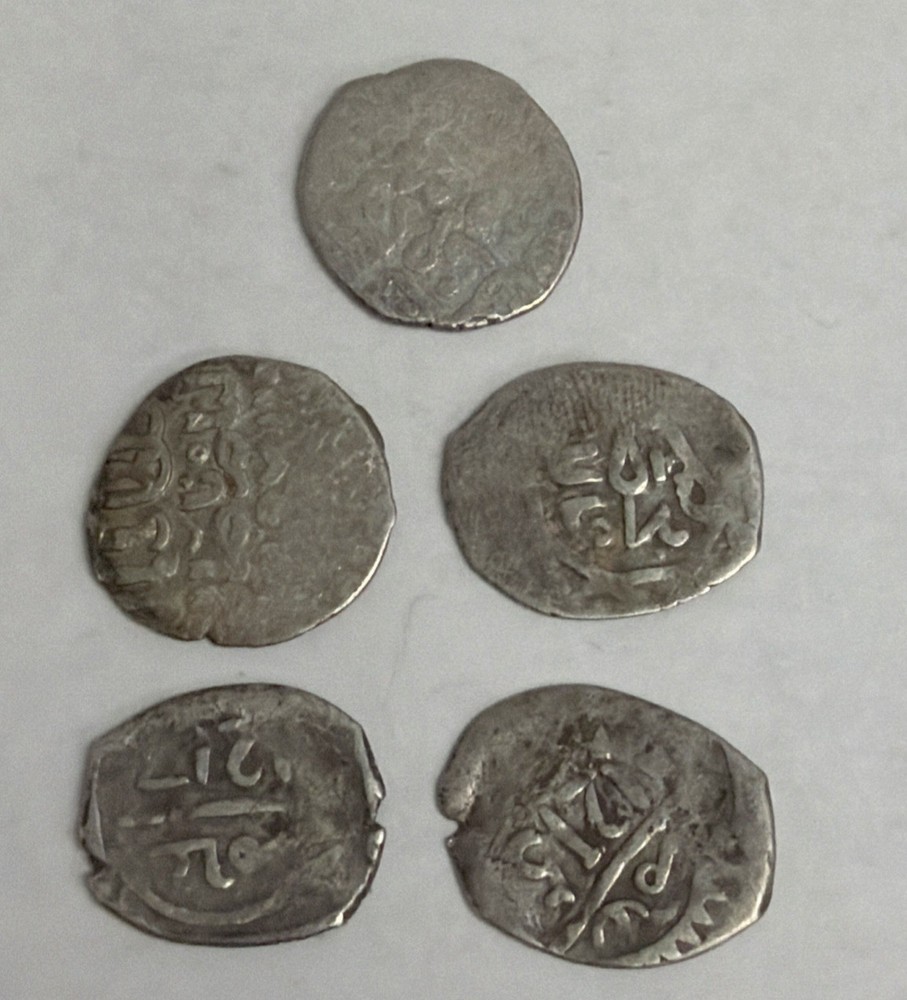 5 Islamic O’Homan Dirham Silver Coins 13th – 15th Century