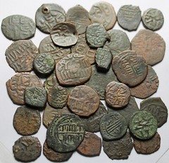 Lot 3 Rare original Islamic copper Bronze Mangir coins/Arabic/Ottoman Empire 15c
