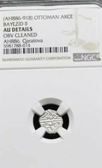 Bayezid II, Silver Akce, AD 1481-1512, Ottoman Empire. Qaratova, NGC AU Details