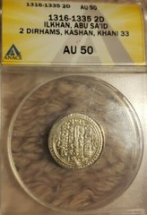 1316-1335 Ilkhan 2 Dirhams. Khali 33. ANACS AU50