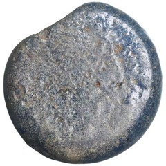 Fatimid to Mamluk: glass weight (jeton) (1.56g), 12th-14th century CE. 2-line Ar