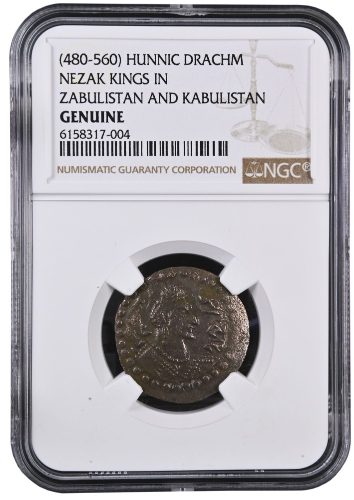 NGC Certified Hun Coin of Nezak Drachm 6th Century AD