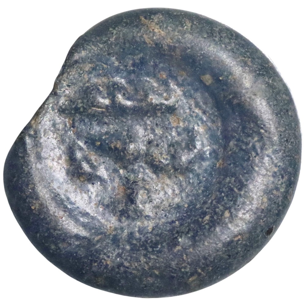 Fatimid to Mamluk: glass weight (jeton) (1.56g), 12th-14th century CE. 2-line Ar