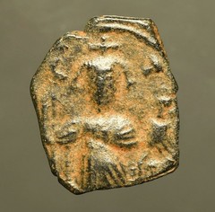 IS56-85 Early Islamic, time of Rashudin, Arab-Byzantine AE fals, c.647-660’sAD