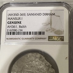Viking Silver! AH 350-365 Samanid Dirham Mansur I. NGC Ancients Genuine. Rare