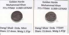 Golden Horde 771AH 2 x Dirham Muhammad Khan 771-779AH/1369-1376AD Ordu Mint